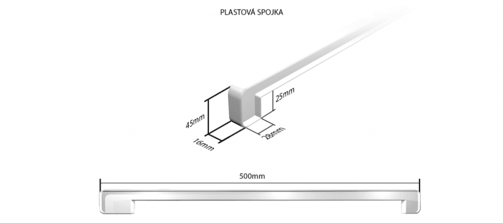 Plastová H - spojka 600 mm (k drevotrieskovým parapetom) Dĺžka krytky: 600 mm - Šedá UNI 1032