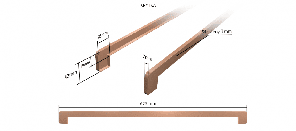 Plastová krytka obojstranná bočné 600 mm (k dřevotřískovým parapetom) Dĺžka krytky: 600 mm - Biela 0126