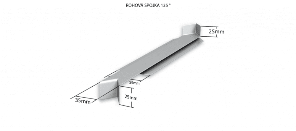 Hliníková R - spojka 135° (k vonkajším ťahaným parapetom) NOS 25 mm pre šírku: 320 mm - Bronz ELOX C33