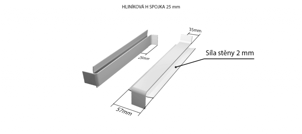Hliníková H - spojka (k vonkajším ťahaným parapetom) NOS 25 mm pre šírku: 320 mm - Bronz ELOX C33 1