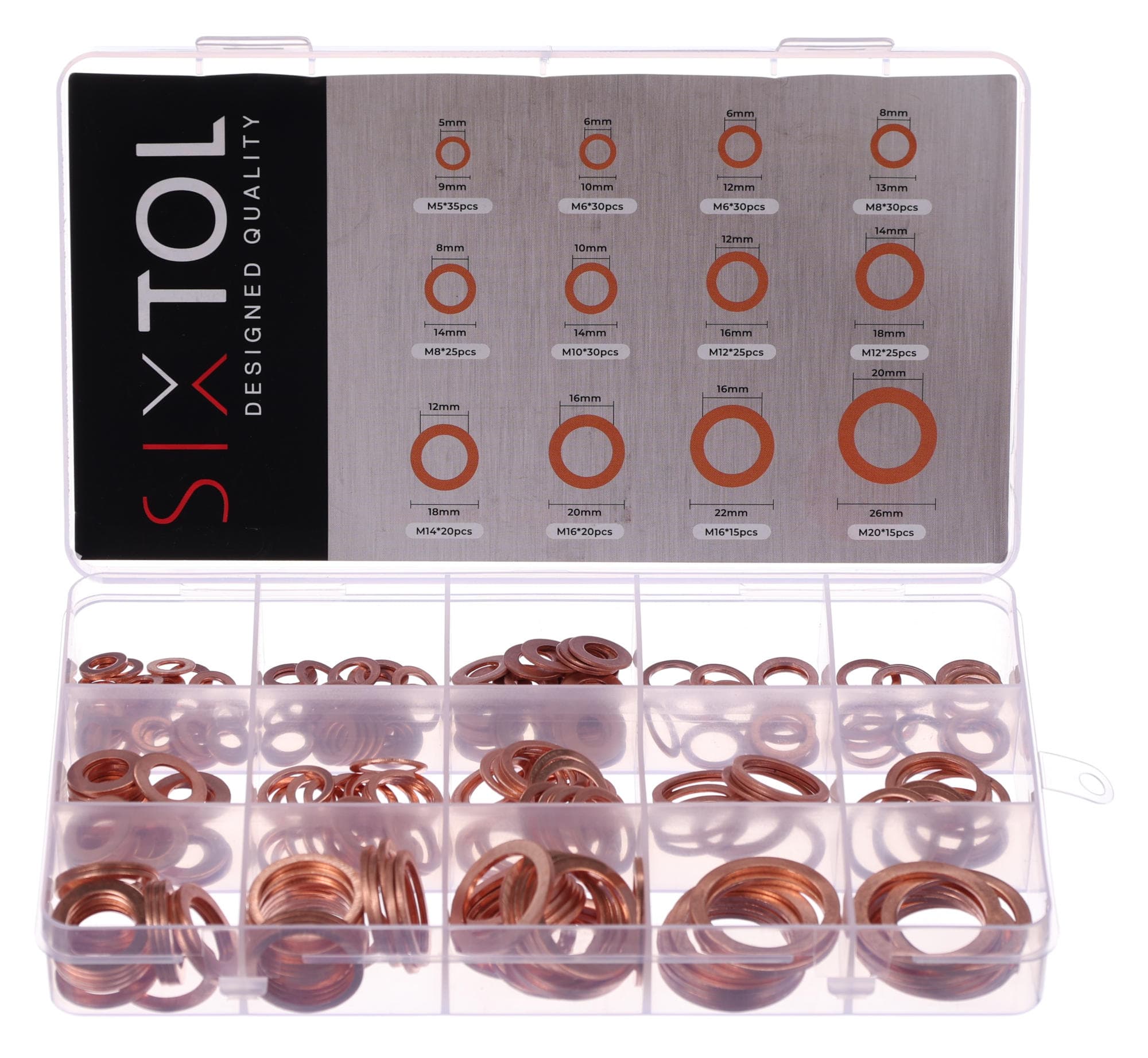 Sada medených tesniacich krúžkov MECHANIC RING SET 2, M5–M20, 300 ks 1