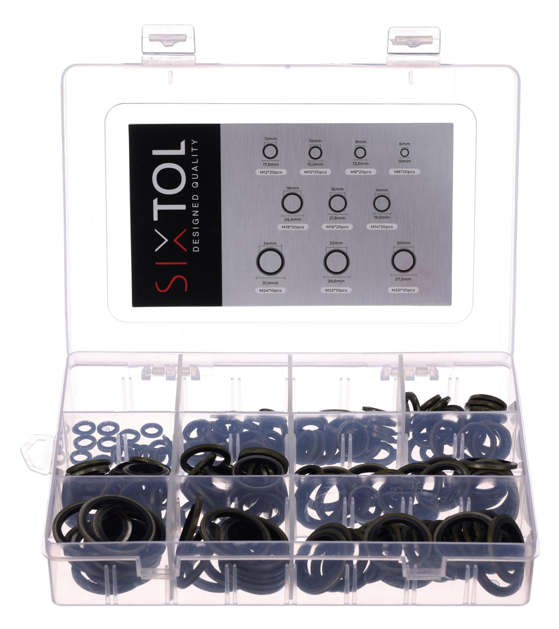 Sada tesniacich krúžkov z NBR a ocele MECHANIC RING SET 3, M6–M24, 180 ks