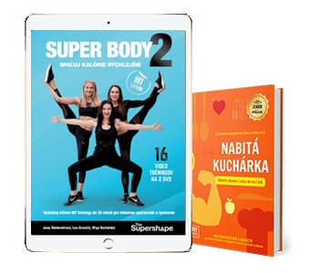 PRE FITNESKU, ktor� chce spalova� a rysova� - Online program na dom�ce cvi�enie SUPER BODY 2 + kniha NABIT� KUCH�RKA 1
