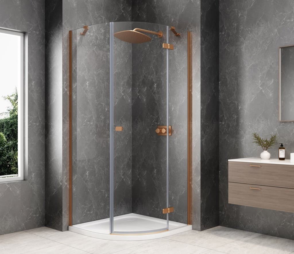POLYSAN - GLOBE COPPER MATT štvrťkruhová sprchová zástena 800x800, číre sklo, pravé GB2680RPG 1