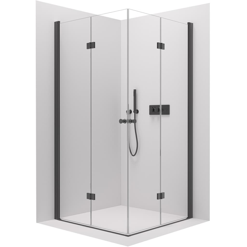 CERANO - Sprchovací kút Volpe Duo Ľ/P - 6 mm - čierna matná, transparentné sklo - 60x100x190 - zalamovacia CER-095914 1