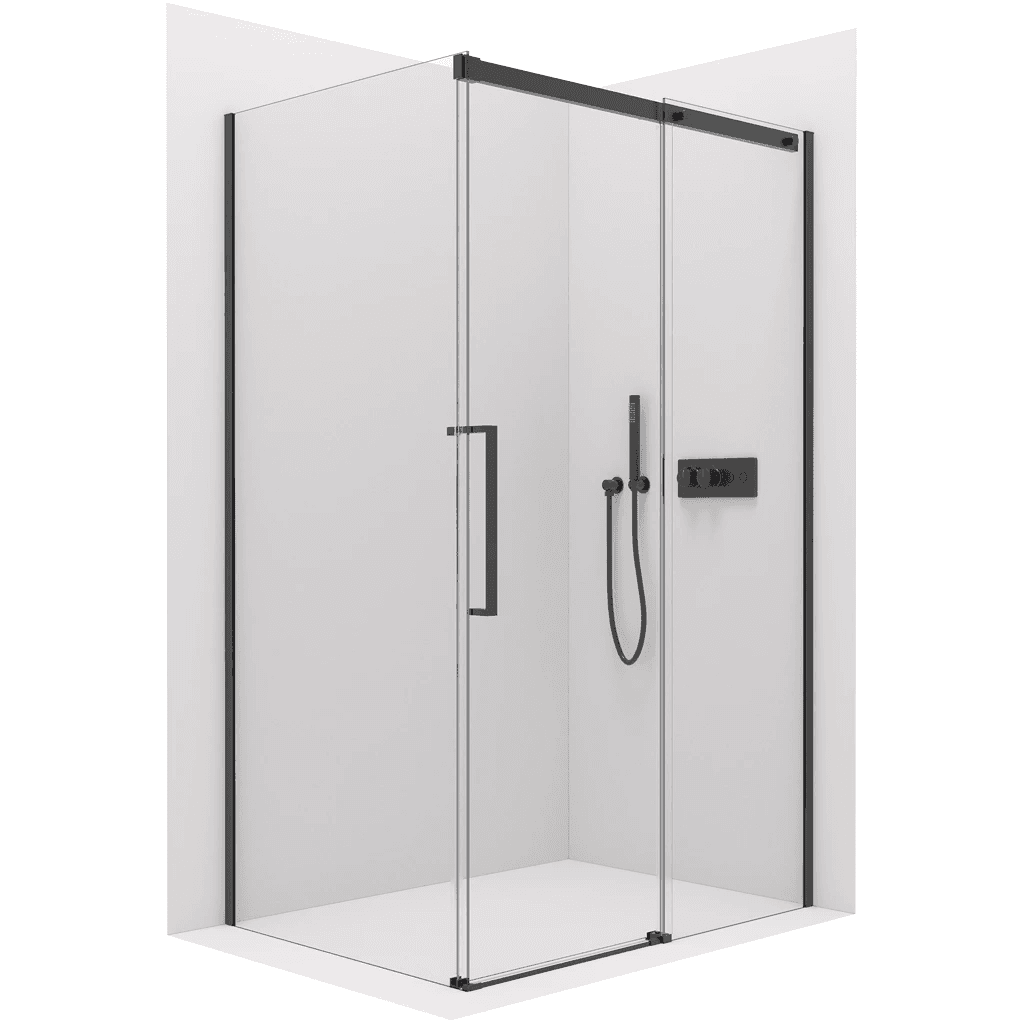 CERANO - Sprchovací kút Lantono L/P - 8 mm - Soft-Close - čierna matná, transparentné sklo - 100x90x195 - posuvný CER-432953 1