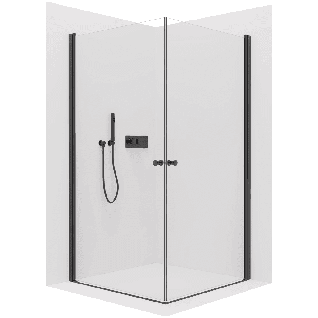CERANO - Sprchovací kút Antelo Duo Ľ/P - 6 mm - čierna matná, transparentné sklo - 80x80x190 - otočný CER-433275 1