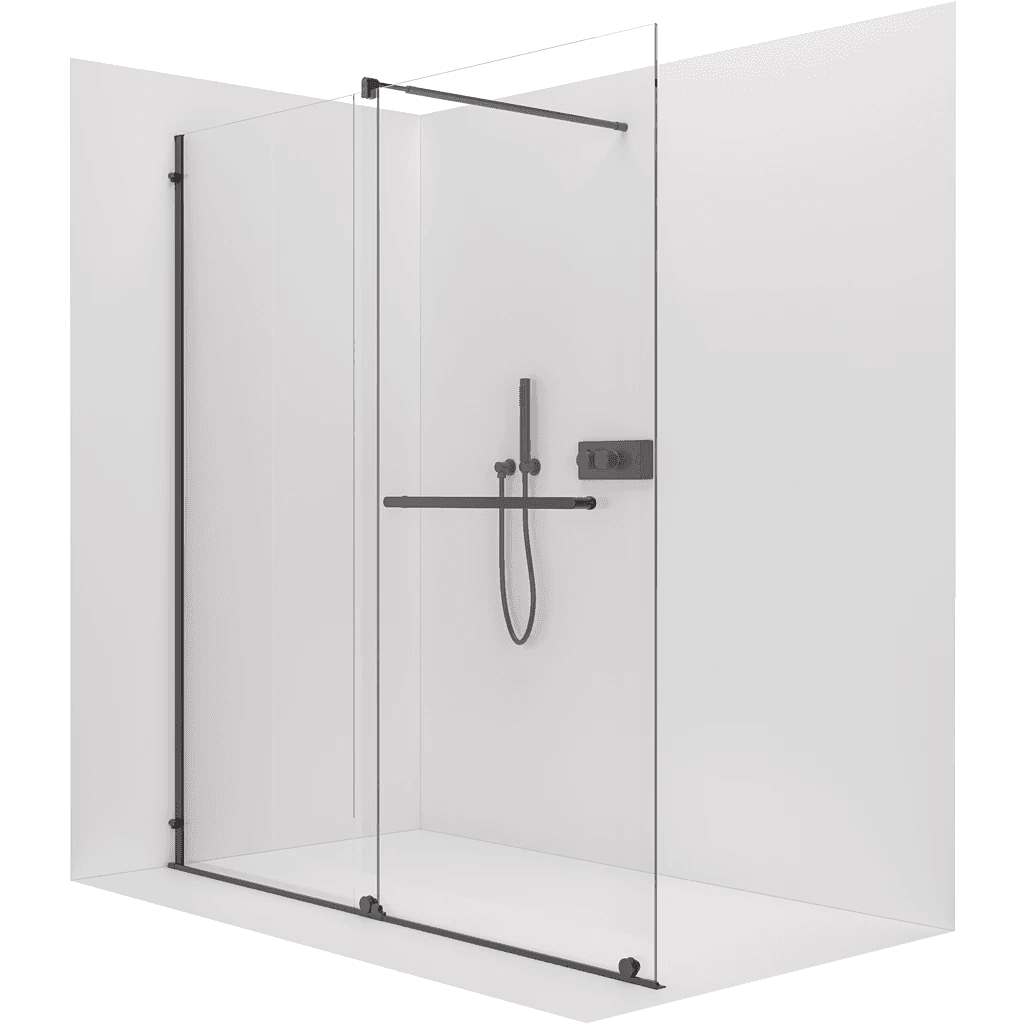 CERANO - Sprchová zástena Walk-in Medin Ľ/P - 8 mm - čierna matná, transparentné sklo - 170x195 - dvojdielna posuvná CER-478024 1