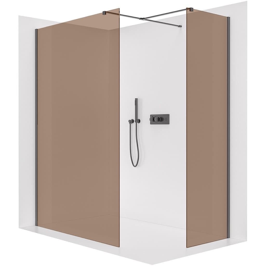 CERANO - Sprchová zástena Walk-in Onyx TL/P - 8 mm - hranatá vzpera - čierna matná, bronzové sklo - 160x100x200 CER-686899 1