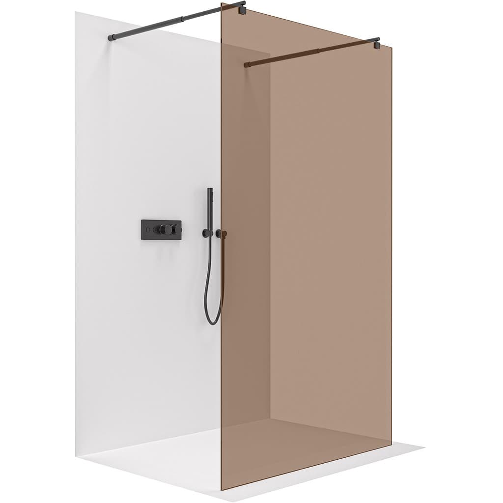 CERANO - Sprchová zástena Walk-in Onyx Duo Ľ/P - 8 mm - okrúhla vzpera - čierna matná, bronzové sklo - 60x200 CER-687706 1
