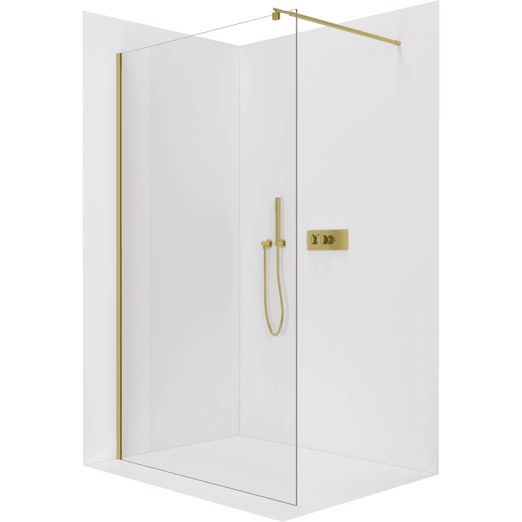 CERANO - Sprchová zástena Walk-in Onyx Round Ľ/P - 8 mm - okrúhla vzpera - zlatá, transparentné sklo - 140x200 CER-8050BD176 1