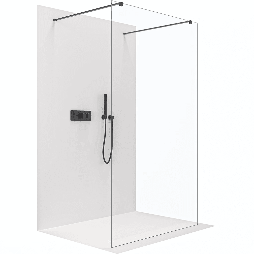 CERANO - Sprchová zástena Walk-in Onyx Duo Ľ/P - 8 mm - hranatá vzpera - čierna matná, transparentné sklo - 140x200 CER-8050BD2025 1