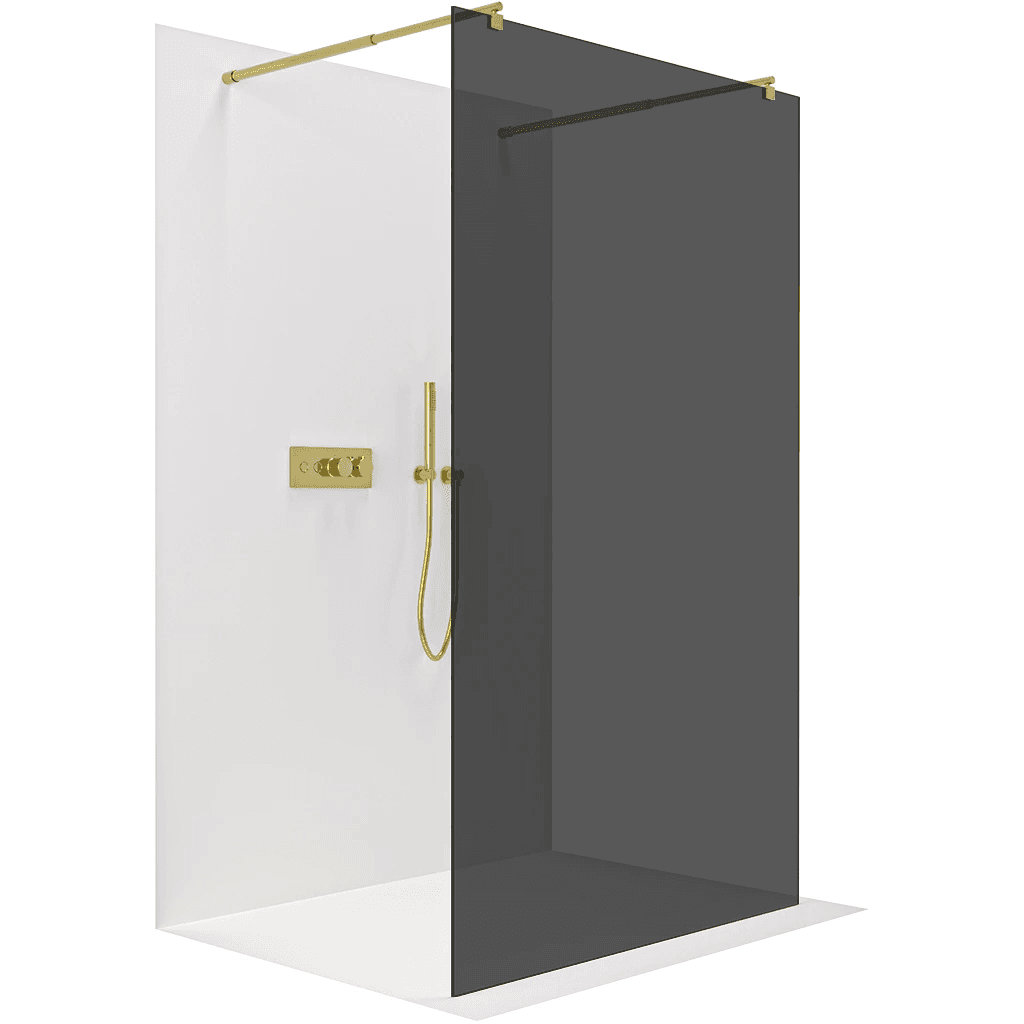 CERANO - Sprchová zástena Walk-in Onyx Duo Ľ/P - 8 mm - okrúhla vzpera - zlatá, grafitové sklo - 50x200 CER-8050BD2104 1