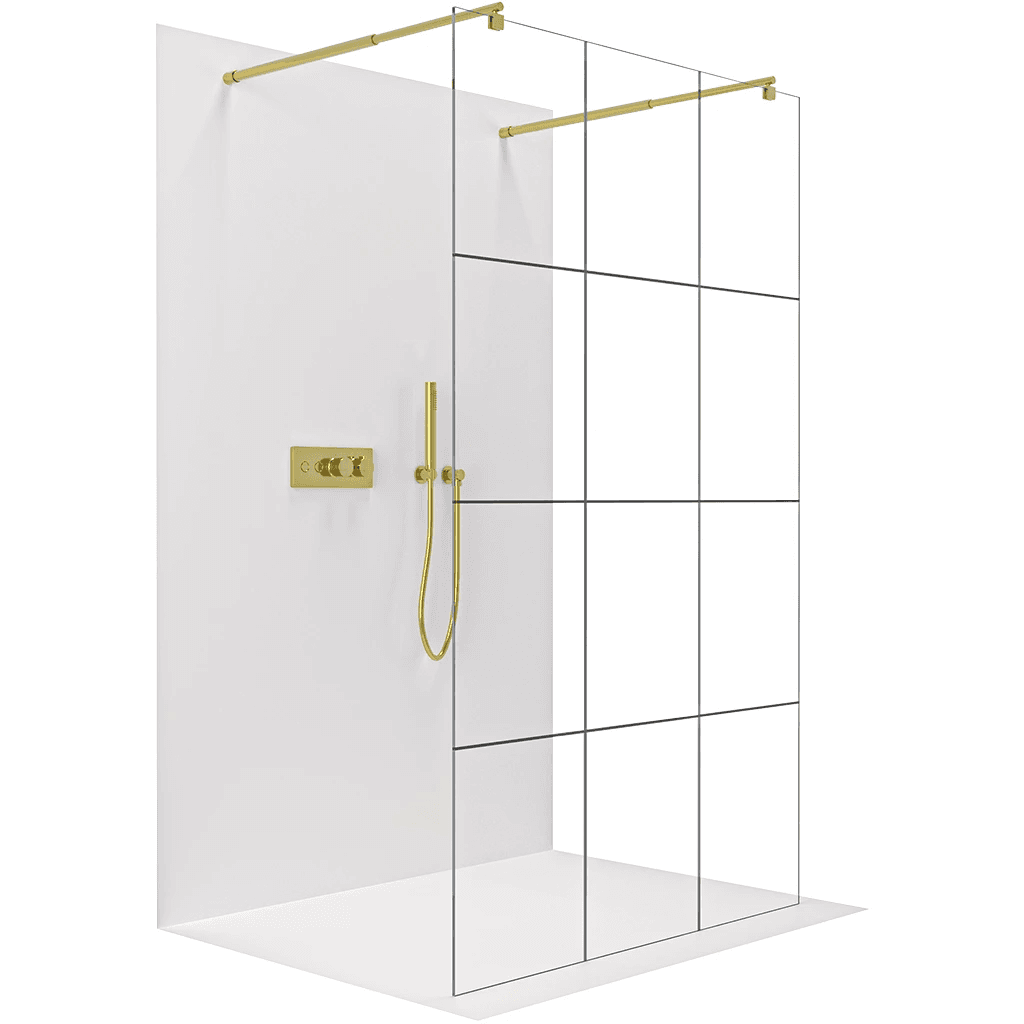 CERANO - Sprchová zástena Walk-in Onyx Duo Ľ/P - 8 mm - okrúhla vzpera - zlatá, industriálne sklo - 160x200 CER-8050BD2180 1