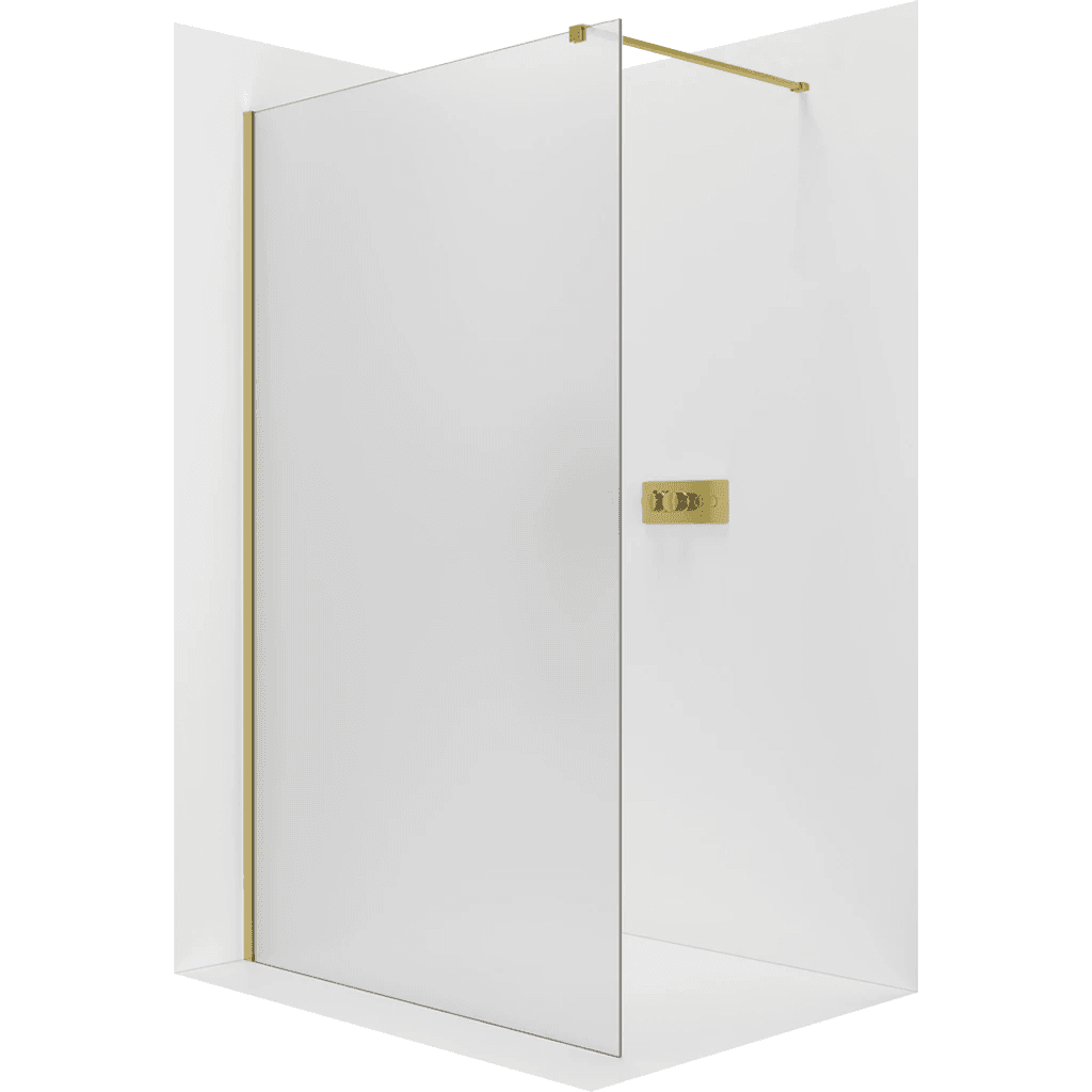 CERANO - Sprchová zástena Walk-in Onyx Cube Ľ/P - 8 mm - hranatá vzpera - zlatá, mliečne sklo - 80x200 CER-8050BD542 1