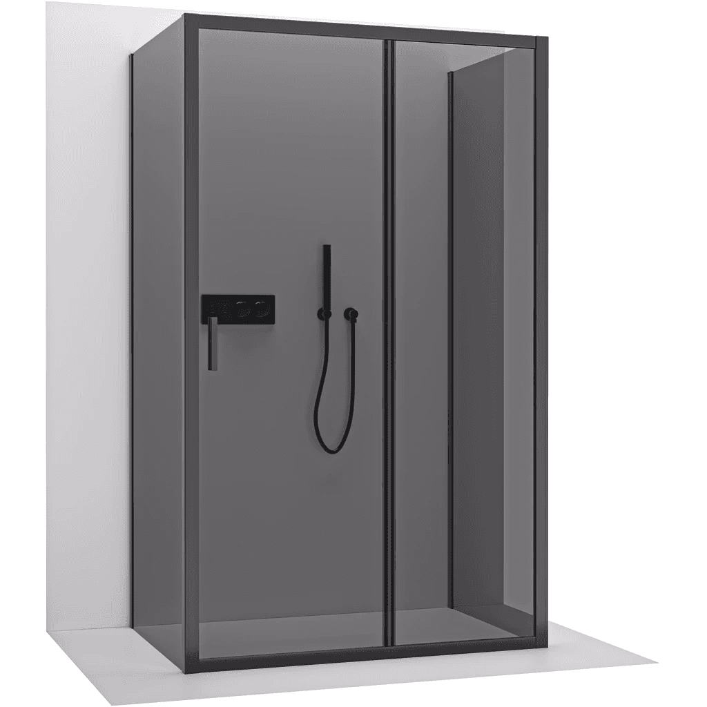 CERANO - Trojstenný sprchovací kút Varone LINE UL/P - 6 mm - čierna matná, grafitové sklo - 110x100x195 - posuvný CER-8050BD7830 1