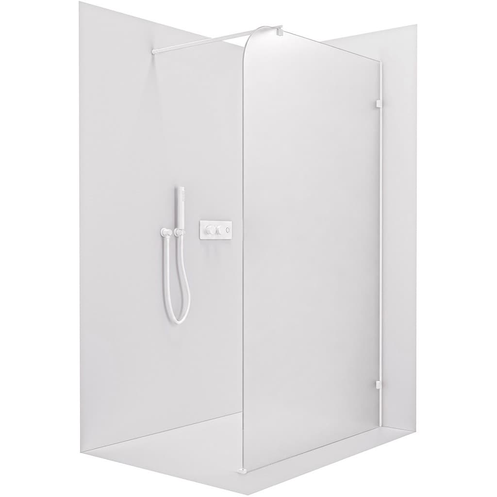 CERANO - Sprchová zástena Walk-in Orbis Round - Pravá - 8 mm - guľatá vzpera - biela matná, mliečne sklo - 130x200 CER-999933 1