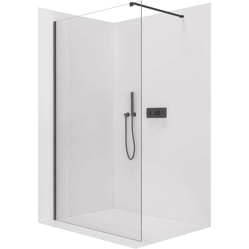 CERANO - Sprchová zástena Walk-in Onyx Cube Ľ/P - 8 mm - hranatá vzpera - čierna matná, transparentné sklo - 30x200 CER-DY101B-50-202 1