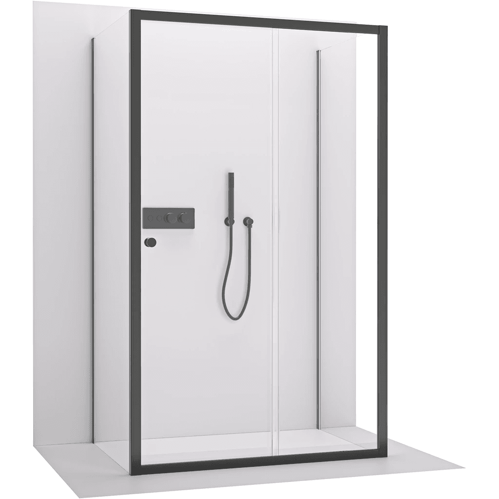 CERANO - Trojstenný sprchovací kút Varone POINT UL/P - 6 mm - čierna matná, transparentné sklo - 130x80x195 - posuvný CER-DY505B-90125 1