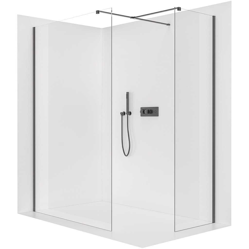 CERANO - Sprchová zástena Walk-in Onyx TL/P - 8 mm - hranatá vzpera - čierna matná, transparentné sklo - 40x30x200 CER-8050BD72007 1