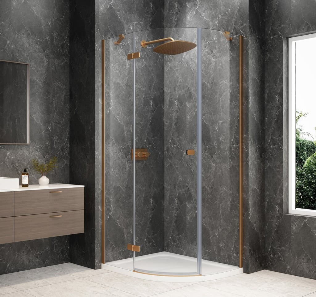 POLYSAN - GLOBE COPPER MATT štvrťkruhová sprchová zástena 900x800, číre sklo, ľavá GB2980LPG 1