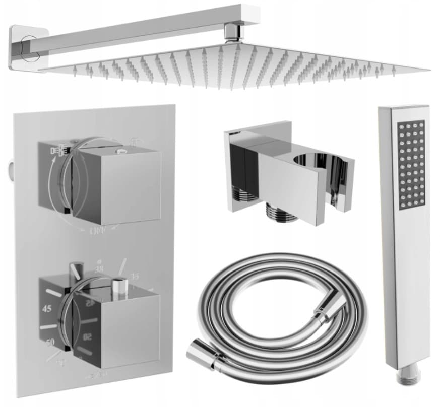 MEXEN/S MEXEN/S - Cube DR02 podomietkový sprchový SET + slim sprcha 40, chróm 77502DR0240-00 1