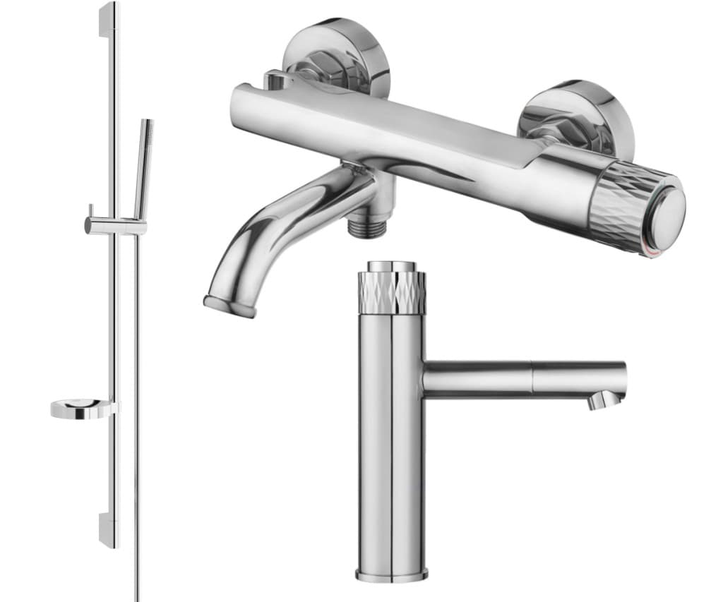 MEXEN/S - Diamond DS70 Set umývadlovej a vaňovej batérie s príslušenstvom, chróm 71503DS70-00 1
