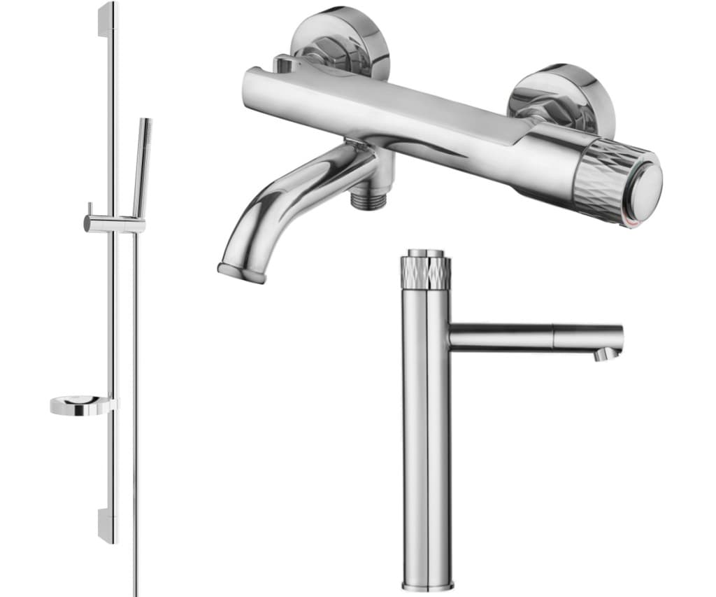 MEXEN/S - Diamond DS70 Set umývadlovej a vaňovej batérie s príslušenstvom, chróm 71513DS70-00 1