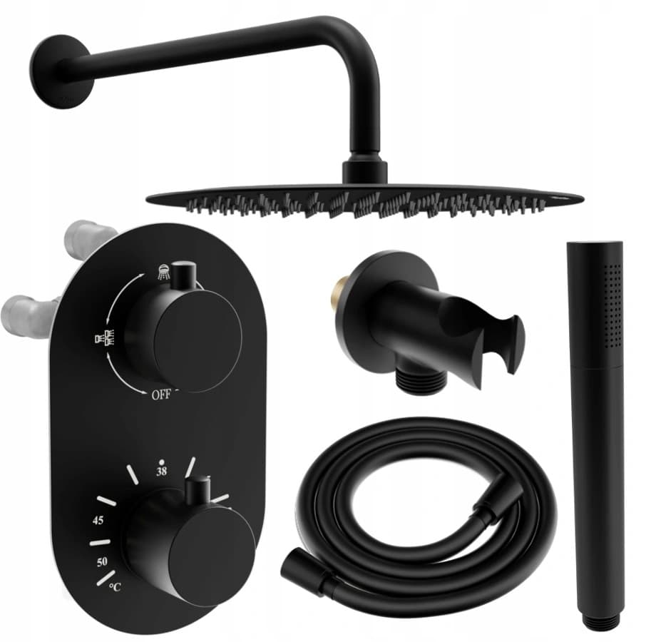 MEXEN/S MEXEN/S - Kai DR70 spodomietkový sprchový SET + slim sprcha 25, čierny 77602DR7025-70 1