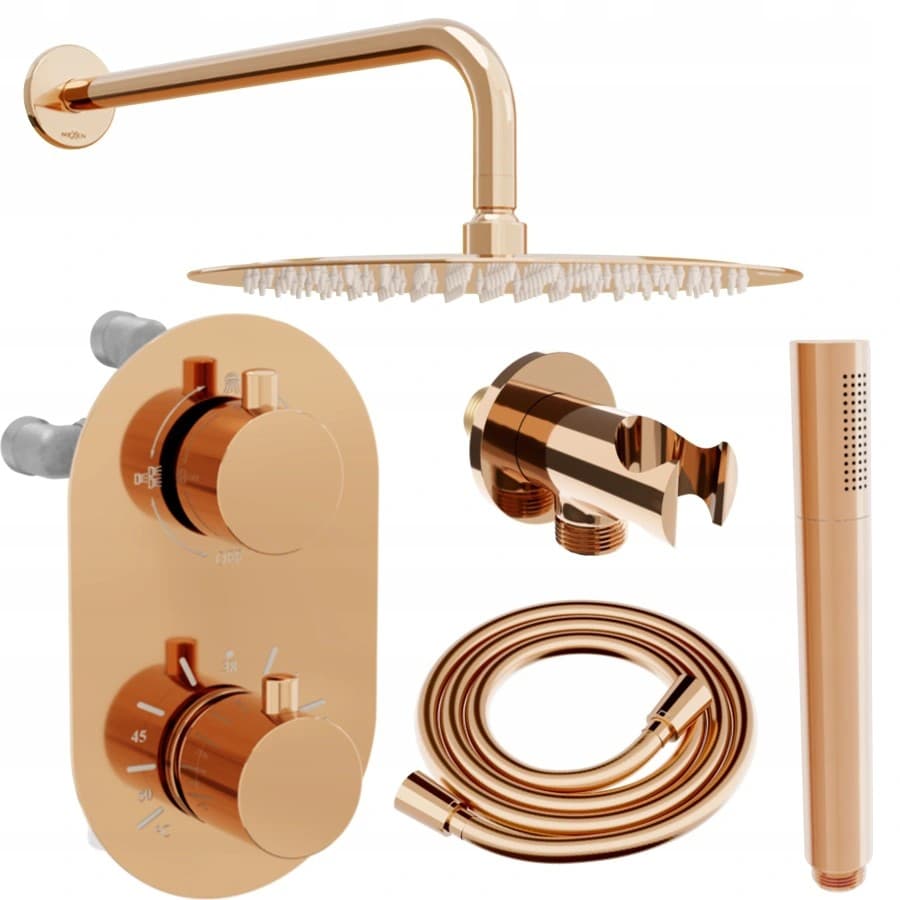 MEXEN/S MEXEN/S - Kai DR70 podomietkový sprchový SET + slim sprcha 25, ružové zlato 77602DR7025-60