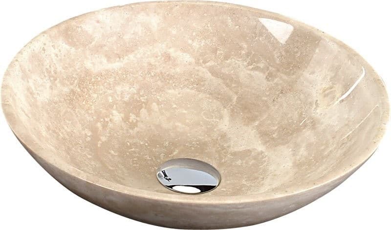 SAPHO - BLOK 1 kamenné umývadlo priemer 40cm, leštený béžový travertin 2401-01 1