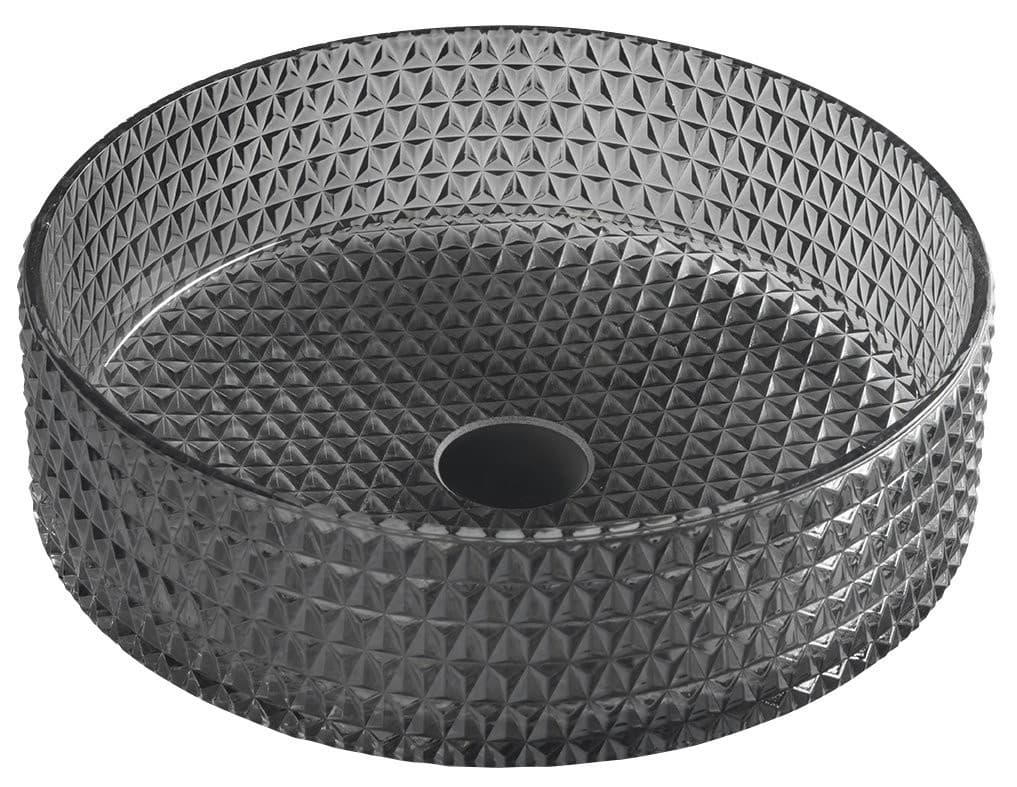 SAPHO - MARAGUA gravírované sklenené umývadlo na dosku priemer 39,5cm, čierna TY214