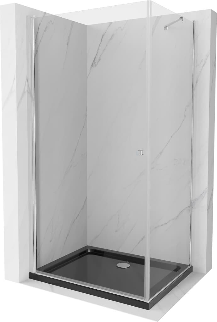 MEXEN/S - Pretória sprchovací kút 90x80, transparent, chróm + sprchová vanička vrátane sifónu 852-090-080-01-00-4070