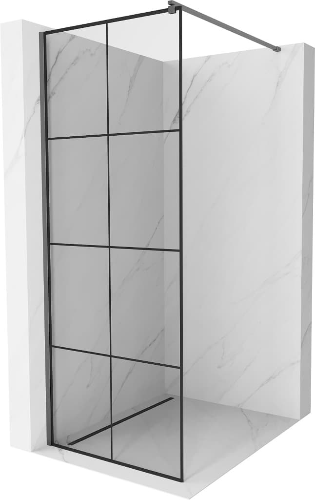 MEXEN/S - Kyoto Sprchová zástena WALK-IN 80 x 200, čierny vzor 8 mm, grafit metal 800-080-101-95-77