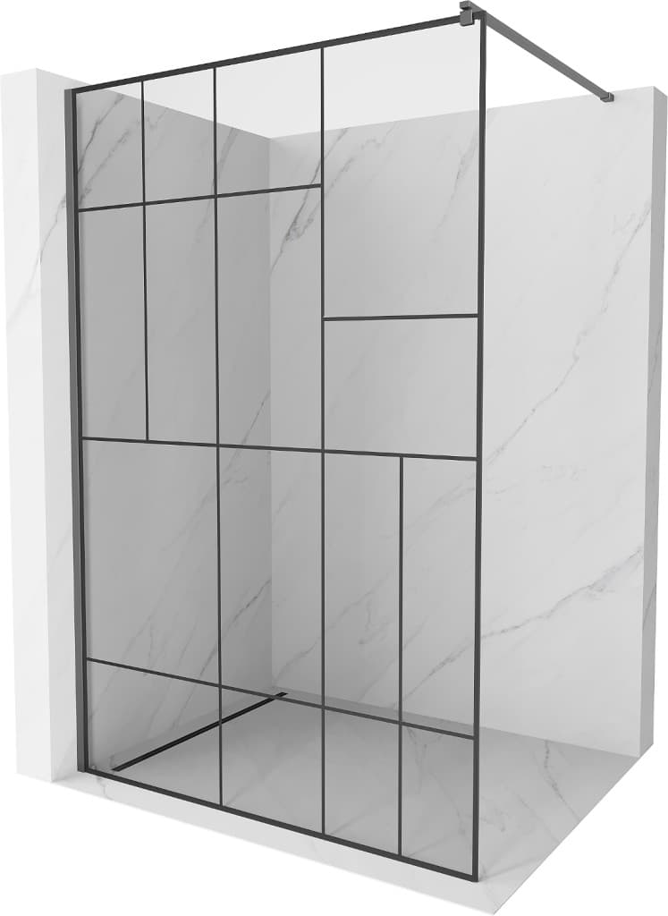 MEXEN/S - Kyoto Sprchová zástena WALK-IN 80 x 200, čierny vzor 8 mm, grafit metal 800-080-101-95-78