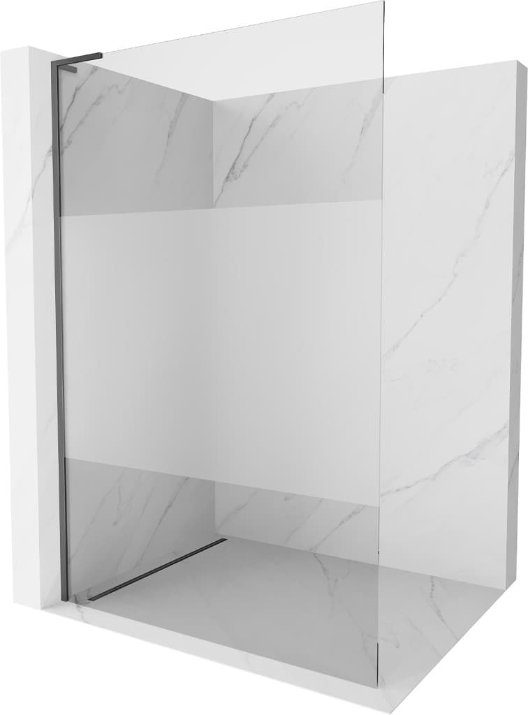 MEXEN/S - Kyoto L Sprchová zástena WALK-IN 80 x 200, transparent/dekor, grafit metal 800-080-103-95-35 1