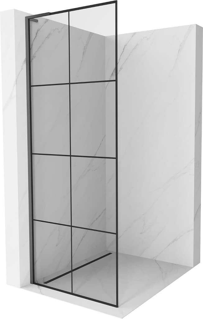 MEXEN/S - Kioto L Sprchová zástena WALK-IN 80 x 200, čierny vzor, grafit metal 800-080-103-95-77
