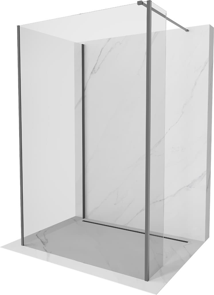MEXEN/S - Kyoto Sprchová zástena WALK-IN 100 x 80 x 40, transparent, grafit metal 800-100-080-221-95-00-040