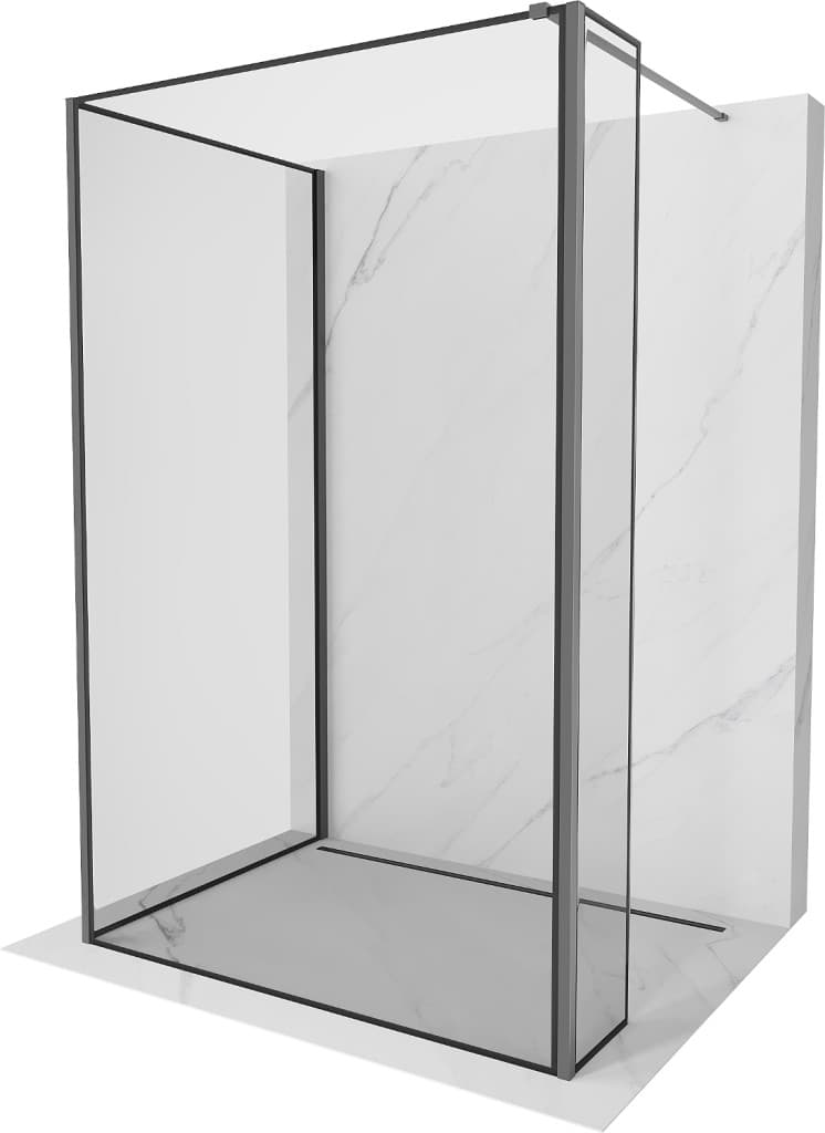 MEXEN/S - Kyoto Sprchová zástena WALK-IN 110 x 80 x 30, čierny vzor, grafit metal 800-110-080-221-95-70-030 1
