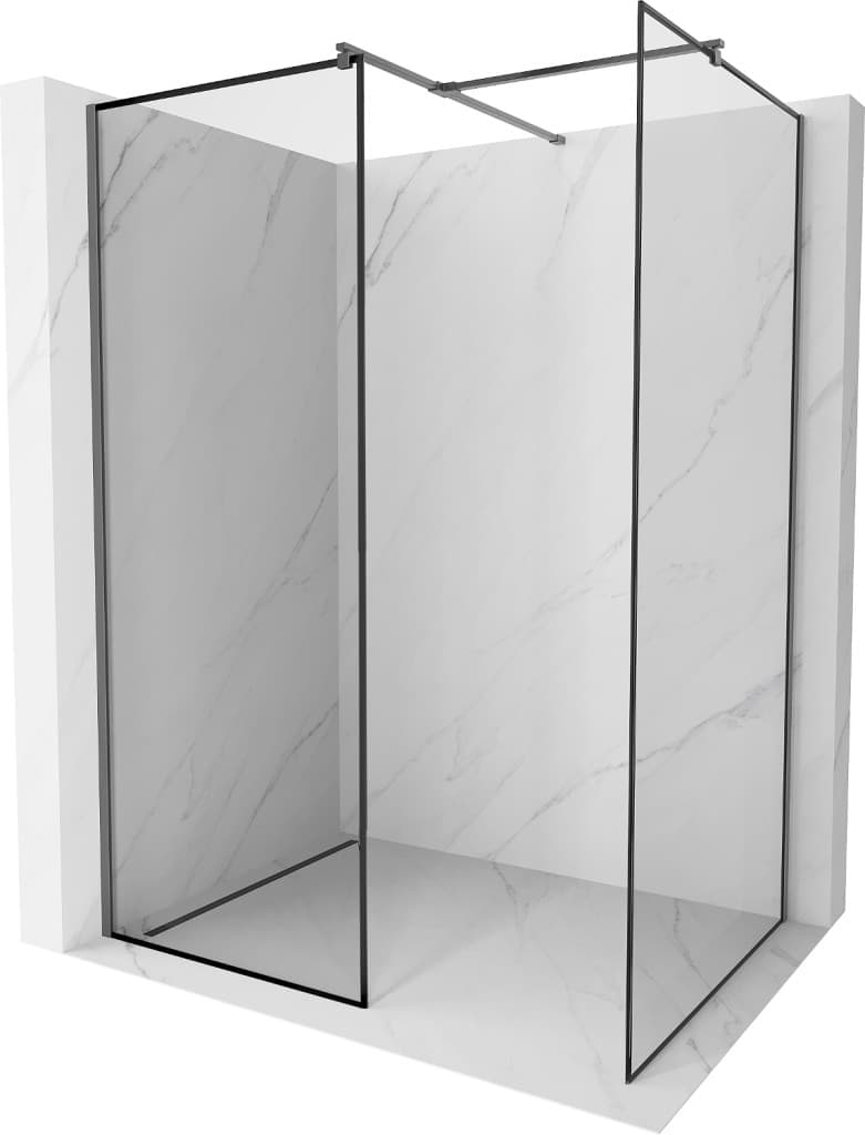 MEXEN/S - Kyoto Sprchová zástena WALK-IN 80 x 70, čierny vzor, grafit metal 800-080-202-95-70-070