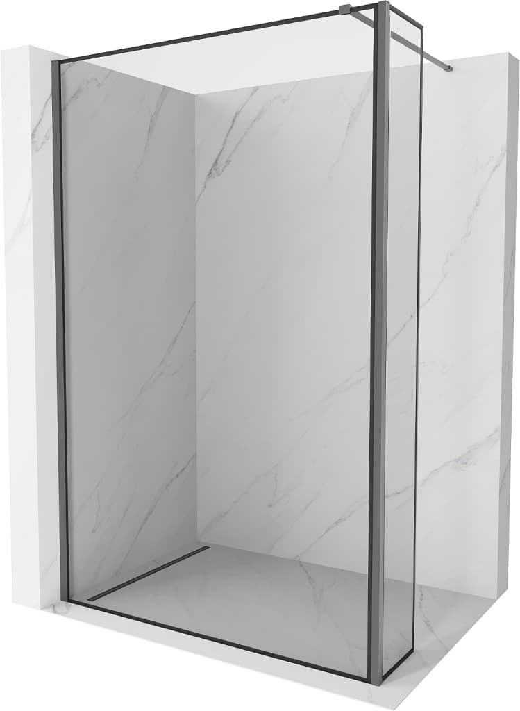 MEXEN/S - Kyoto Sprchová zástena WALK-IN 90 x 40, čierny vzor, grafit metal 800-090-212-95-70-040
