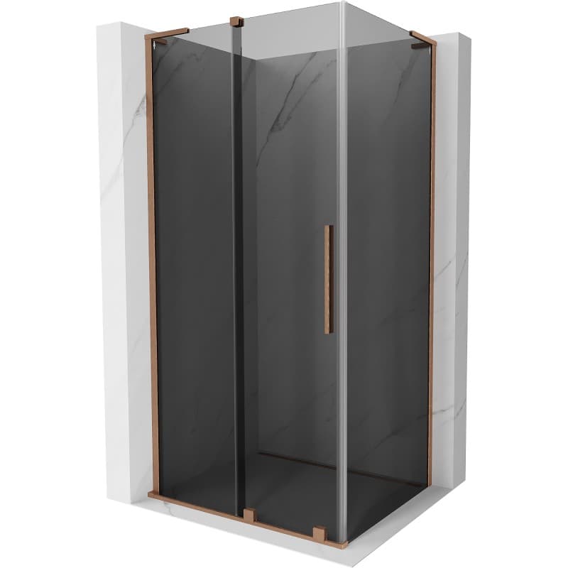MEXEN/S - Velar L sprchovací kút, posuvné dvere 100 x 90, grafit, meď kartáčovaná 871-100-090-43-65 1
