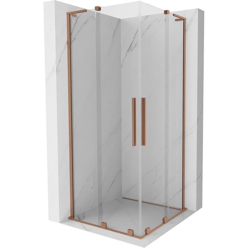 MEXEN/S - Velar L Duo sprchovací kút, posuvné dvere 100 x 100, transparent, meď kartáčovaná 871-100-100-02-03-65 1