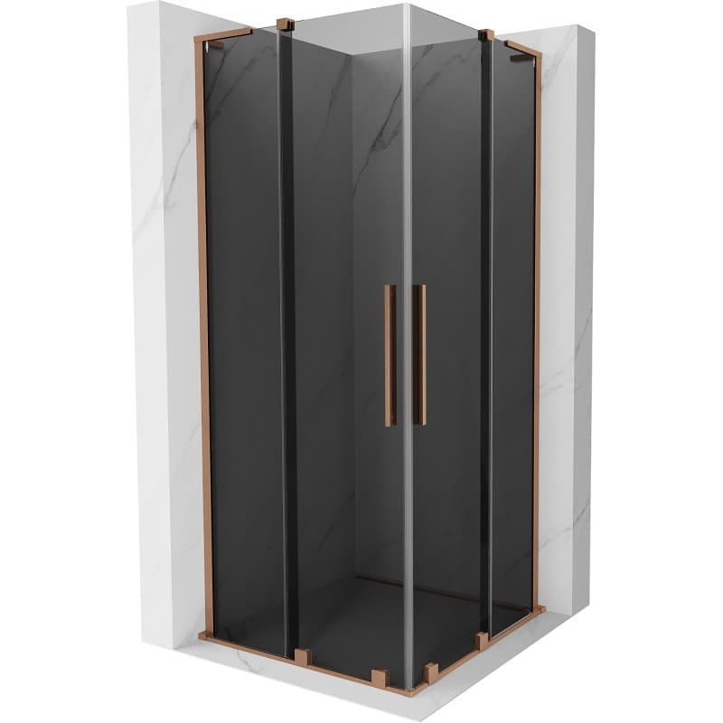MEXEN/S - Velar L Duo sprchovací kút, posuvné dvere 100 x 100, grafit, meď kartáčovaná 871-100-100-02-43-65 1