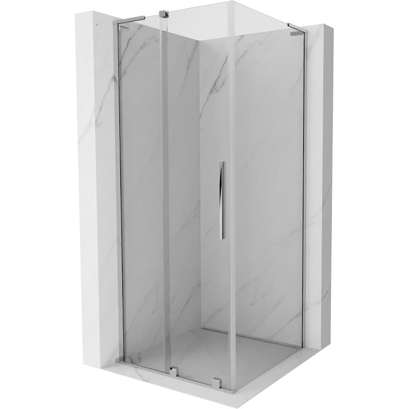 MEXEN/S - Velar L sprchovací kút, posuvné dvere 110 x 110, transparent, chróm 871-110-110-03-01