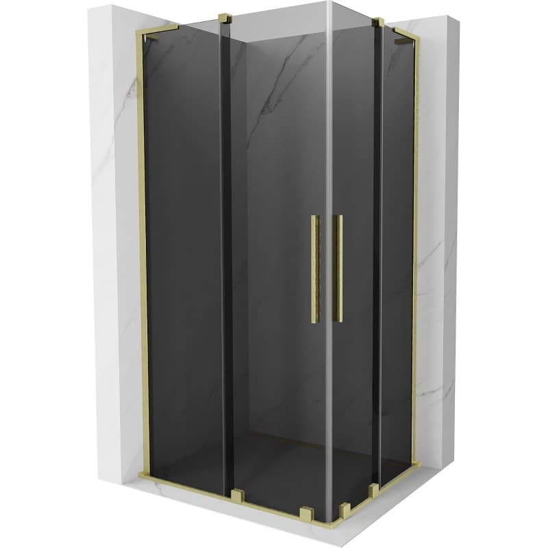 MEXEN/S - Velar L Duo sprchovací kút, posuvné dvere 100 x 90, grafit, zlato kartáčovaná 871-100-090-02-43-55