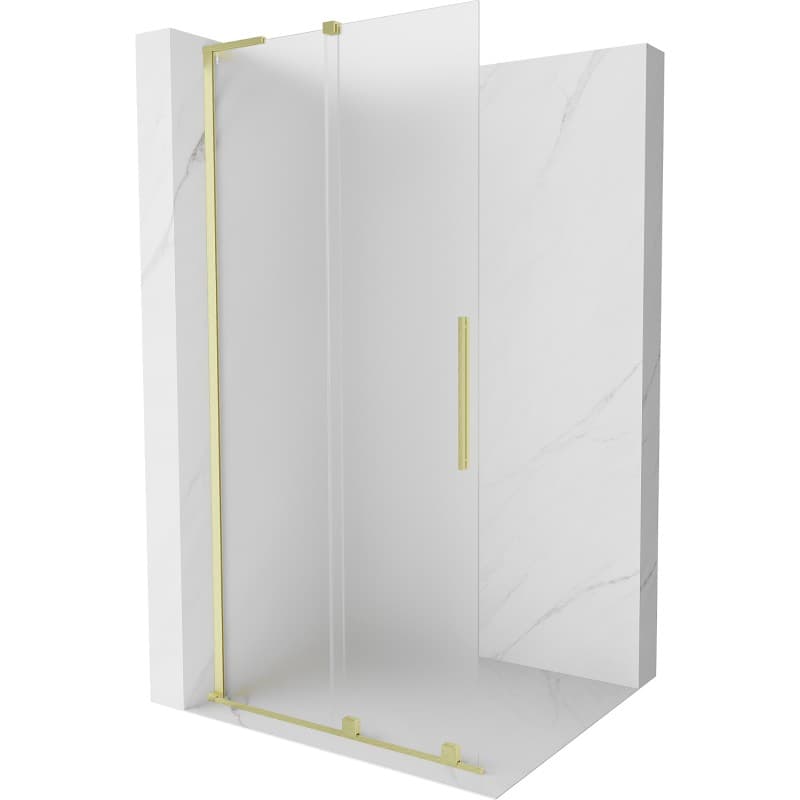 MEXEN/S - Velar L Sprchová zástena posuvná Walk-in 100 x 200, dekor 8 mm, zlato kefovaná 871-100-003-33-55
