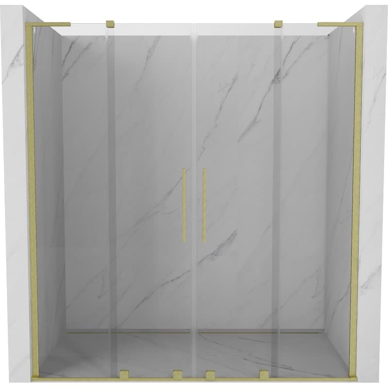 MEXEN/S - Velar L Duo posuvné sprchové dvere 200, transparent, zlatá kartáčovaná 871-200-003-02-55