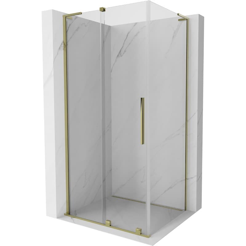 MEXEN/S - Velar L sprchovací kút, posuvné dvere 120 x 100, transparent, zlato 871-120-100-03-50