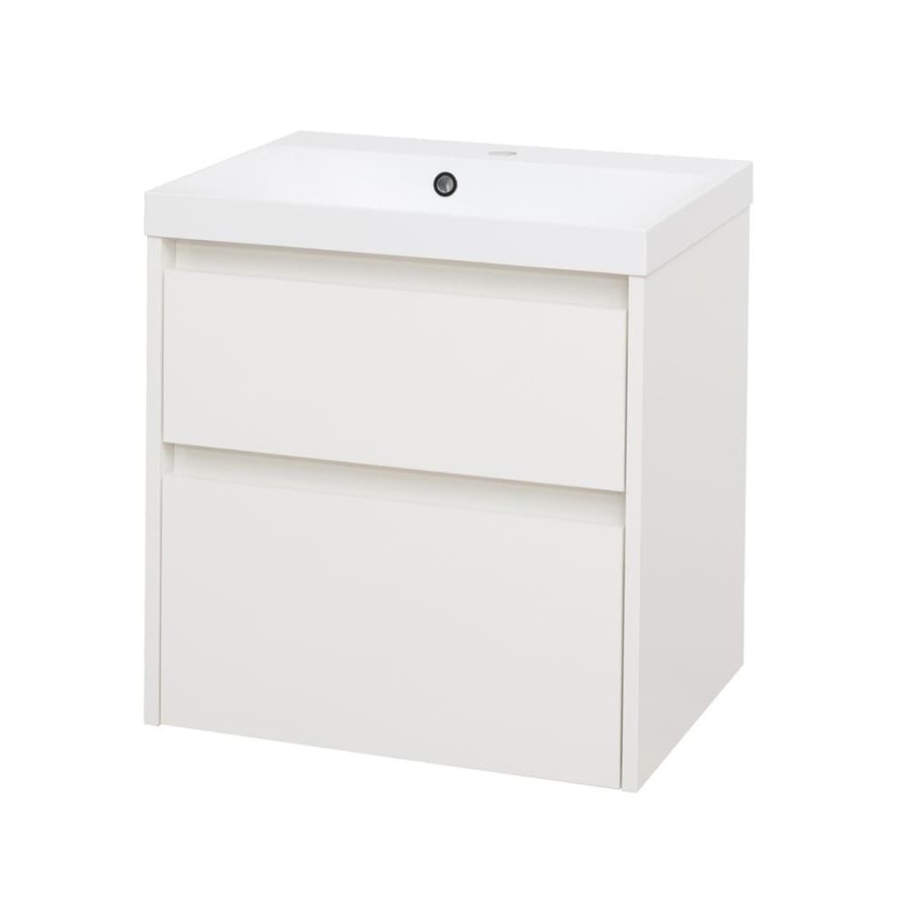 Mereo Opto, kúpeľňová skrinka s umývadlom z liateho mramoru 61 cm, biela CN910M